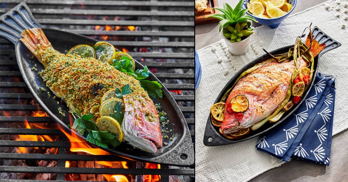 Cast Iron Fish Grill Pan - Sear or Char an Entire Fish