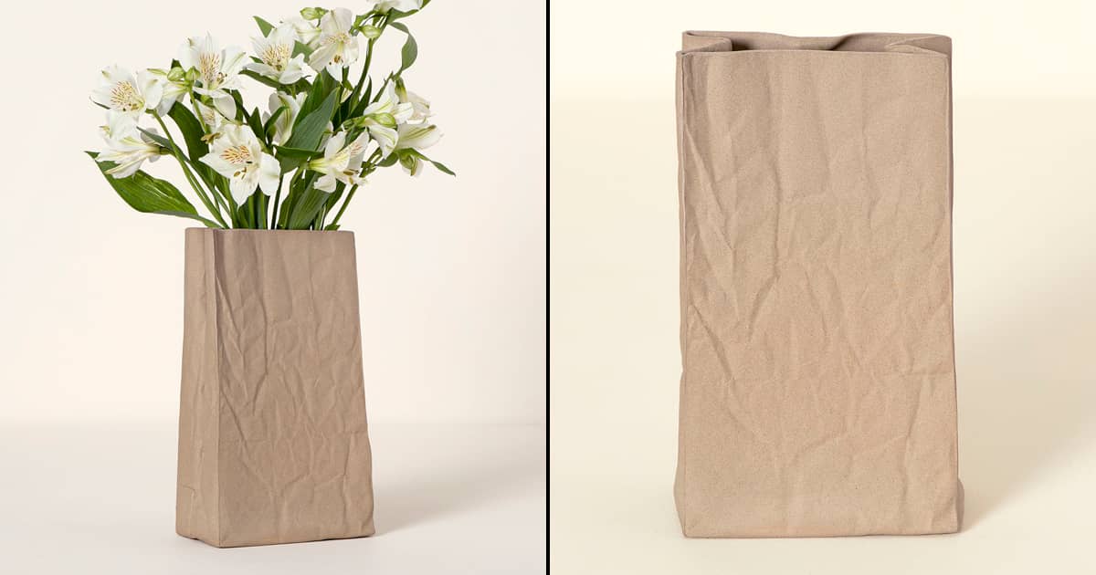 Ceramic Brown Paper Bag Vase The Green Head