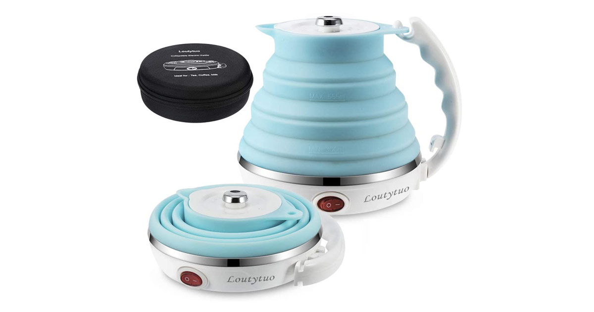 Collapsible Silicone Electric Travel Kettle | The Green Head
