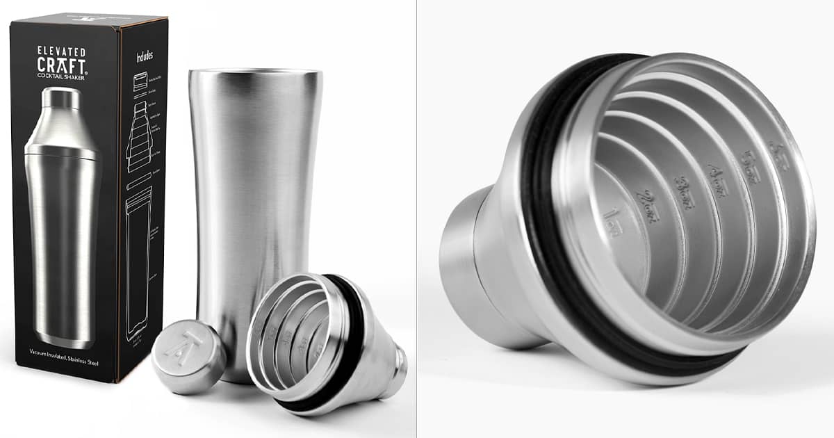 Elevated Craft Hybrid Cocktail Shaker BuiltIn Jigger / DoubleWall