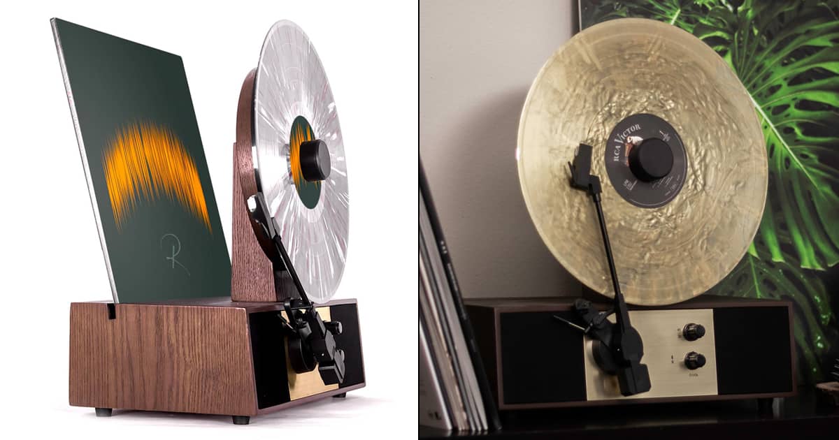 Fuse Rec Vertical Vinyl Record Player w/ Album Cover Display Slot