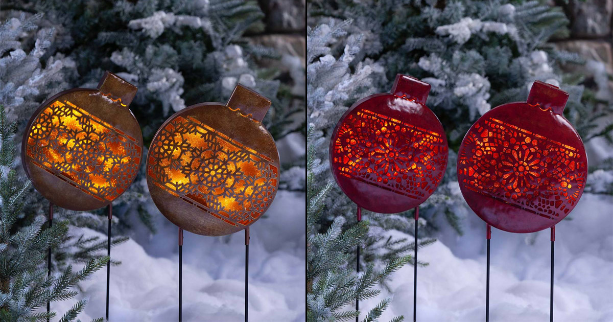 Giant Outdoor Lighted Christmas Ornament Lawn Stakes The Green Head