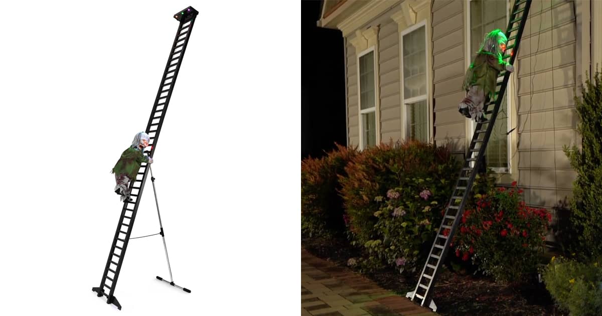 Gigantic 10 Ft Outdoor Animatronic LadderClimbing Zombie The Green Head