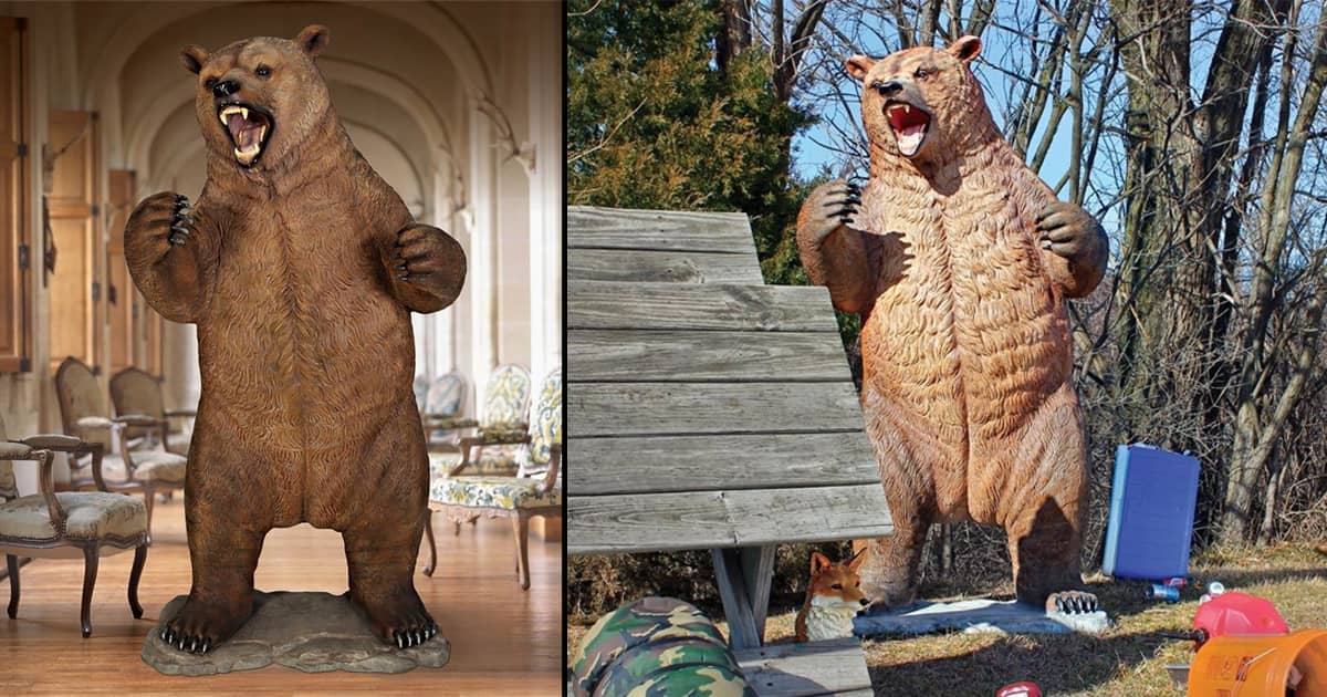 Gigantic Growling Grizzly Bear Statue 7 Foot Tall! The Green Head