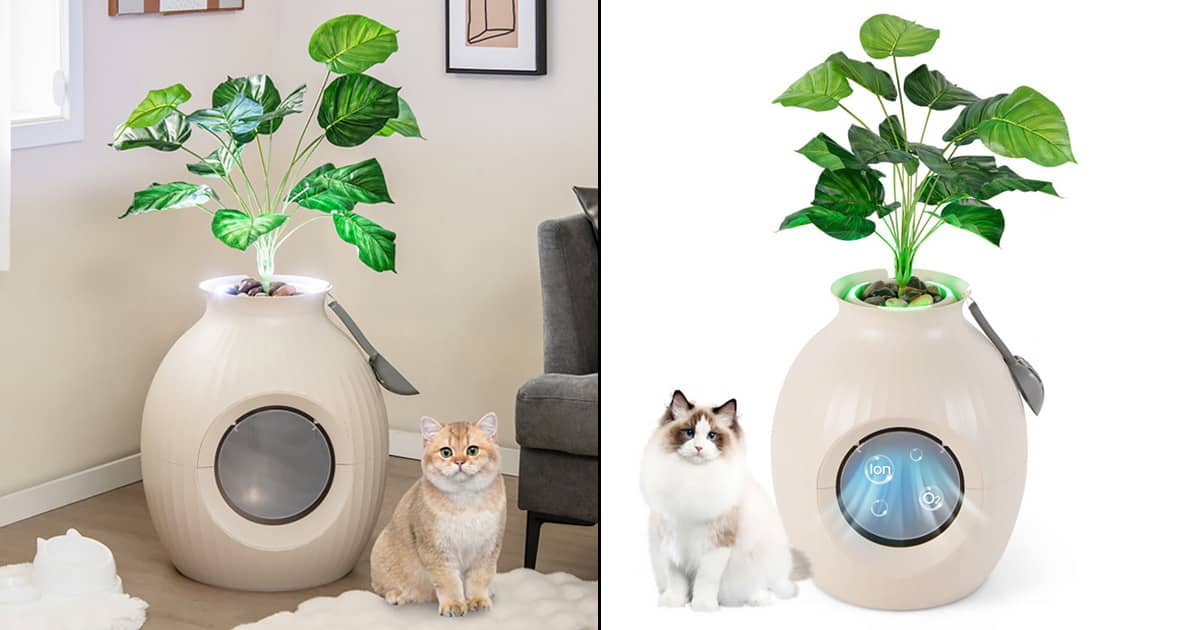 Hidden Litter Box Planter with Ion Deodorization and Ambient Lighting