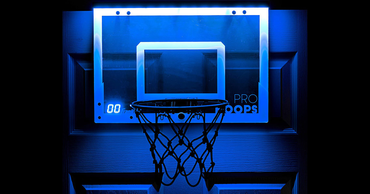 Illuminated OvertheDoor Indoor Basketball Hoop with LED Scoring The Green Head