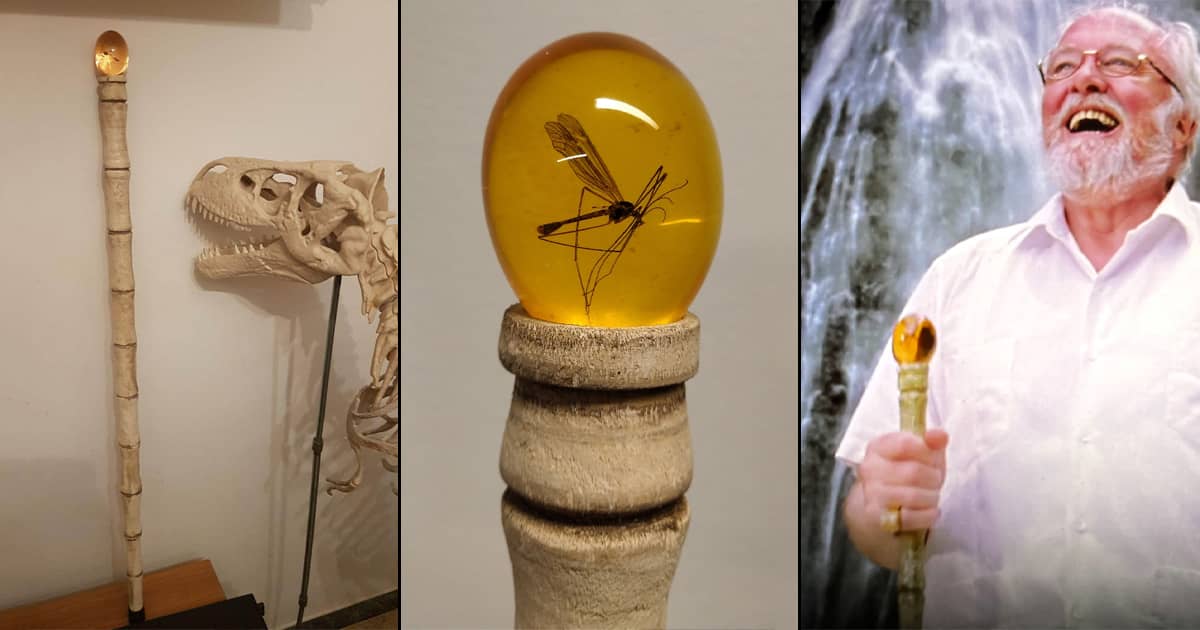 John Hammond's Cane With a Real Mosquito Jurassic Park Prop Replica