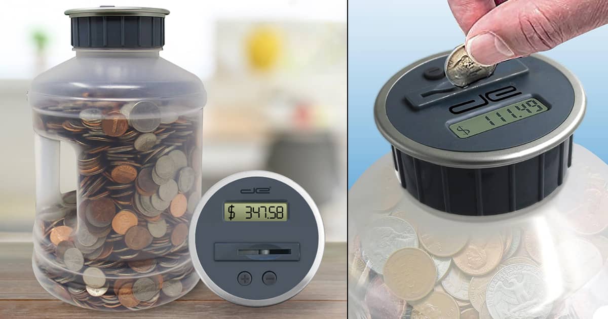 Jumbo Digital Coin Counter Bank Counts and Stores up to 5,000 Coins