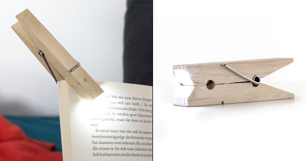 Kikkerland Clothespin Clip Light ClipOn Flashlight / Book Light