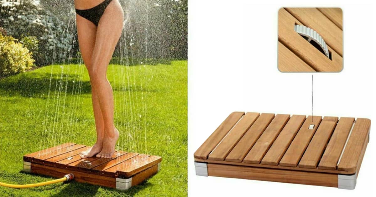 Lava Aire Italia Bellagio StepOn Teak Wood Outdoor Shower The