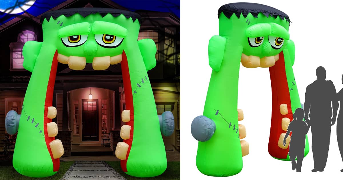 Massive Inflatable Frankenstein Monster Mouth Archway 10 Foot Tall! The Green Head