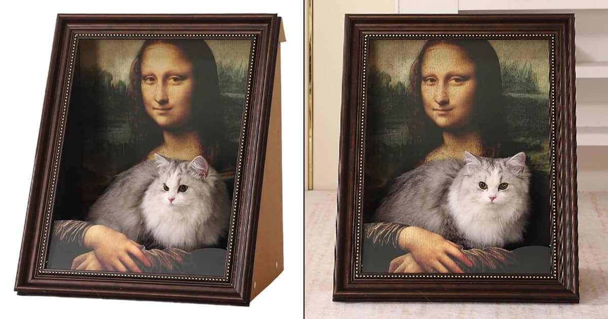 Mona Lisa Cat Scratcher Bed, Art 4D Oil Painting Frame Nest For