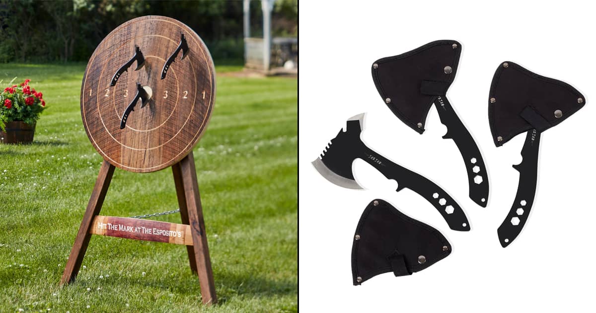 Reclaimed Wine Barrel Axe Throwing Target Set The Green Head