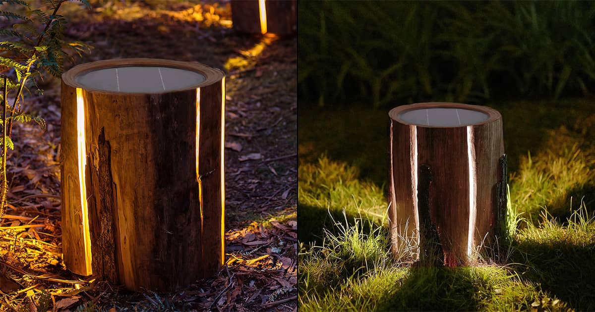 SolarPowered Outdoor Illuminated Tree Stump Light The Green Head