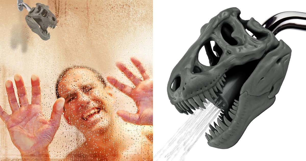 Wash n' Roar Tyrannosaurus Rex Skull Shower Head The Green Head