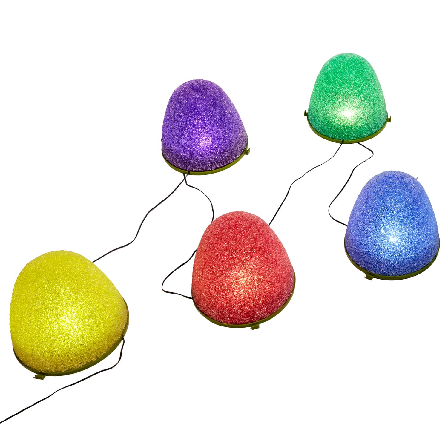 Holiscapes Sugar Coated LED Gumdrop Christmas Lights - 50 Multicolor Lights, 25 Ft Green Cord