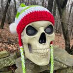 12-Ft Skeleton Gigantic Knitted Winter Pom Pom Beanie Hat With Braids