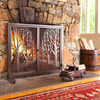 3D Tree-Lined Country Road / Raging Forest Fire Fireplace Screen