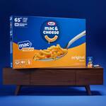65 Boxes of Kraft Mac and Cheese in a 65-inch Flatscreen TV Box