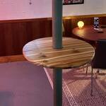 Basement Pole Bar Table / Drink Shelf