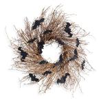 Black Bats and Grapevine Twigs Halloween Wreath