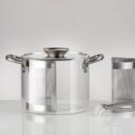 Borosilicate Glass Cooking Pot w/ 2-Piece Stainless Steel Pasta Insert