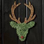 Boxwood Reindeer Door Swag