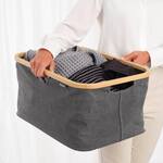 Brabantia Foldable Laundry Basket - Fabric with a Bamboo Rim