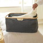 Brabantia Foldable Laundry Basket - Fabric with a Bamboo Rim