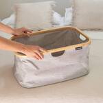 Brabantia Foldable Laundry Basket - Fabric with a Bamboo Rim
