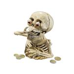 Bugged-Out Hungry Skeleton Cast Iron Mechanical Coin Bank