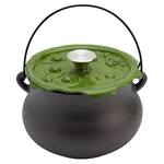 Cast Iron Black Cauldron Pot with Green Bubbling Lid