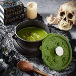 Cast Iron Black Cauldron Pot with Green Bubbling Lid