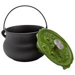 Cast Iron Black Cauldron Pot with Green Bubbling Lid