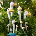 Ceramic Goose Head Planter Stakes