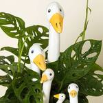 Ceramic Goose Head Planter Stakes