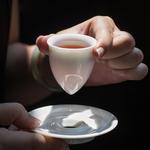 White Ceramic Funny Tea Cup with Coaster