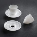 White Ceramic Funny Tea Cup with Coaster