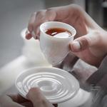 White Ceramic Funny Tea Cup with Coaster