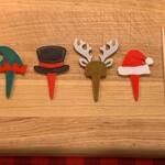 Christmas Party Food Pick Holiday Hats: Santa, Elf, Reindeer, Snowman