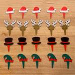 Christmas Party Food Pick Holiday Hats: Santa, Elf, Reindeer, Snowman