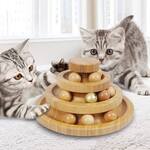 Classy 3-Tiered Wooden Ball Track Tower Cat Toy