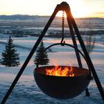 Cowboy Cauldron Ranch Boss - Giant Hanging Steel Fire Pit, Grill, and Cook Pot