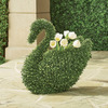 Faux Boxwood Swan Planter