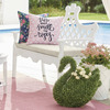 Faux Boxwood Swan Planter