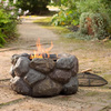 Faux Rock Fire Pit With Spark Guard