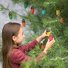 Festive Bird Seed Tree Ornaments and String Lights