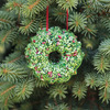 Festive Bird Seed Tree Ornaments and String Lights