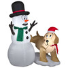 Festive Inflatable Dog Peeing on a Snowman