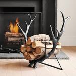 Festive Sculptural Antlers Fireplace Log Holder